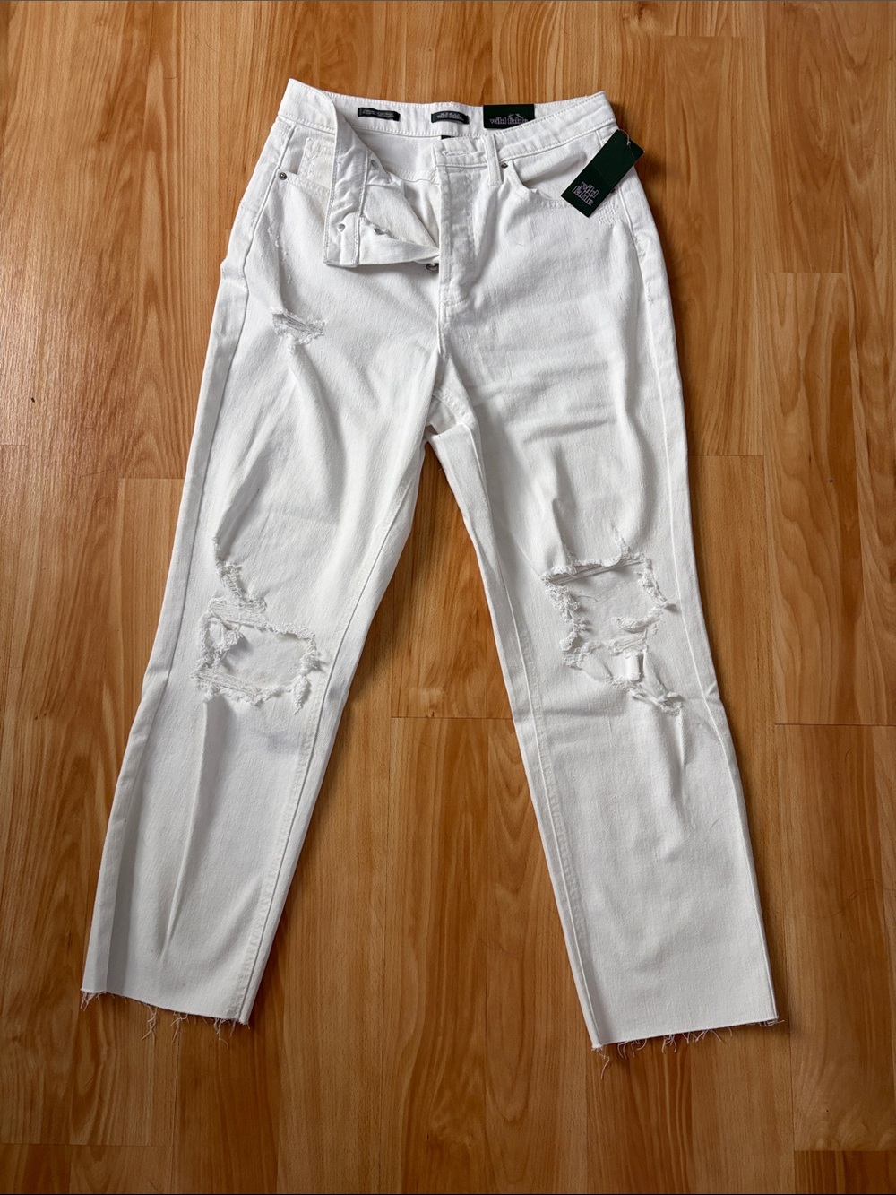 wild fable White Straight Leg Distressed Jeans
